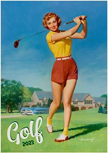 לוח שנה קיר 2023 [12 עמודים 8 x12] פינאפ ילדה סקסית משחקת גולף וינטג 'ספורט